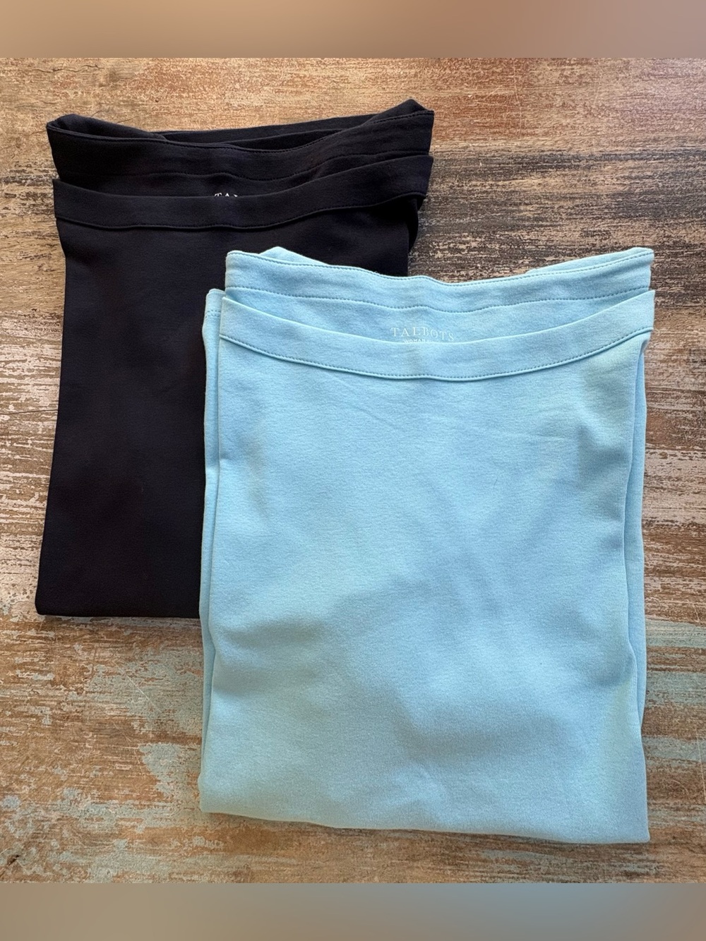 Talbots Turquoise and Navy Blue Boat Neck Cotton Tees - NWT